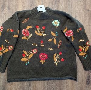 Embroidered Floral Women's Sweater